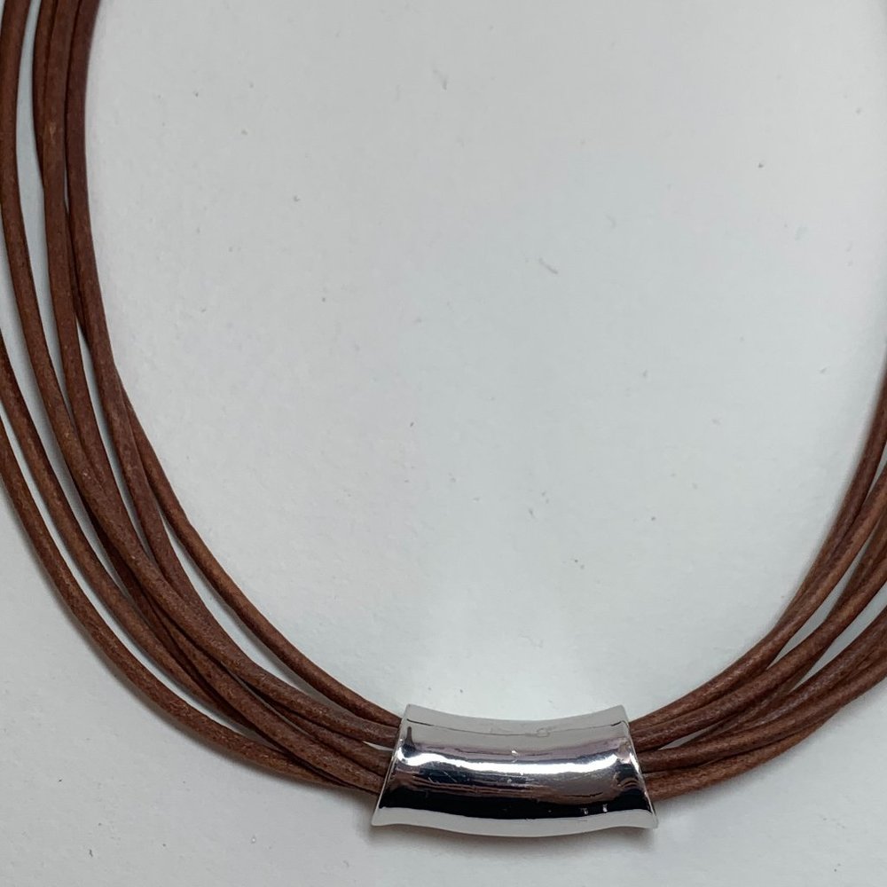 Modern Silver and Leather Multi-Strand Necklace